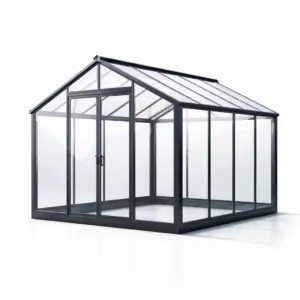 Serra in vetro temperato e alluminio nero 300x300x250 cm