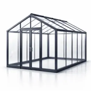 Serra in alluminio nero con vetro temperato