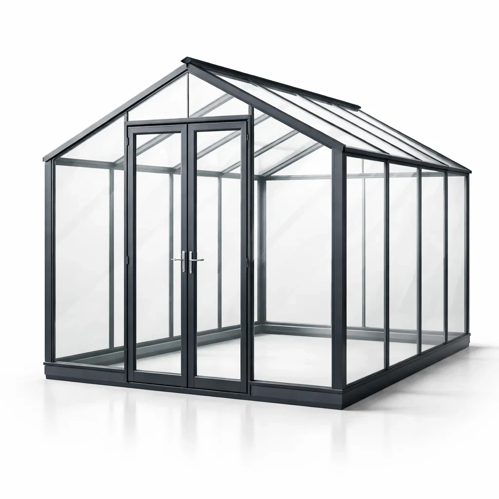 Serra in alluminio e policarbonato con porta doppia 250x300x240 cm