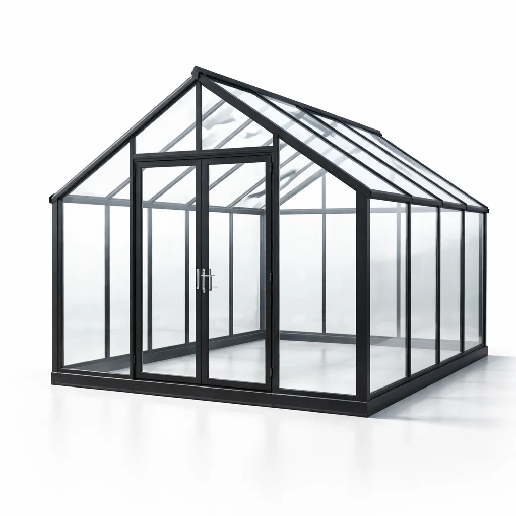 Serra in alluminio e vetro temperato trasparente