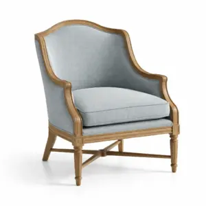 Sedia da relax in tessuto poliestere azzurro chiaro con struttura in legno